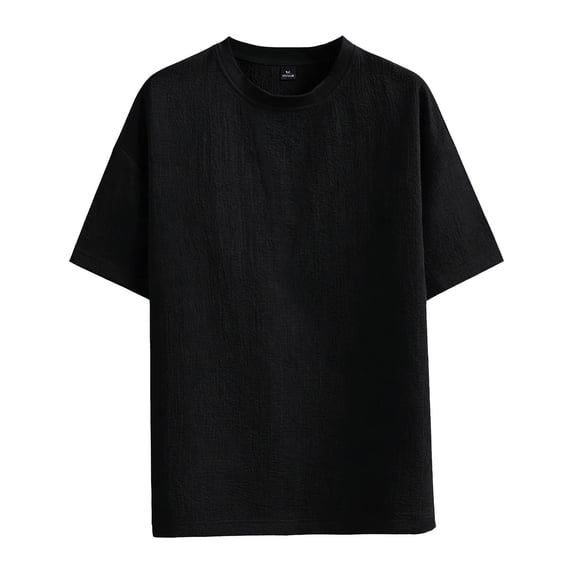 Kakii Cotton Linen T Shirt for Men Short Sleeve Crewneck Summer Tops Loose Fit Unisex Basic Tees