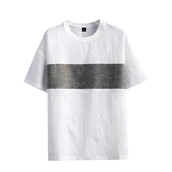 Kakii Cotton Linen T Shirt for Men Short Sleeve Crewneck Summer Tops Loose Fit Unisex Basic Tees