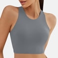 thumbnail image 1 of Kakii High Neck Crop Tank Tops for Women - Racerback Padded Longline Sports Bras Workout, 1 of 8