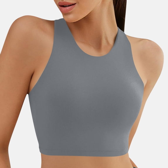 Kakii High Neck Crop Tank Tops for Women - Racerback Padded Longline Sports Bras Workout