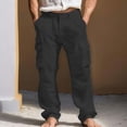 thumbnail image 1 of Kakii Linen Cargo Pants for Men Summer Casual Pants with Pockets Relaxed Fit Beach Yoga Travel Lounge Pants, 1 of 9