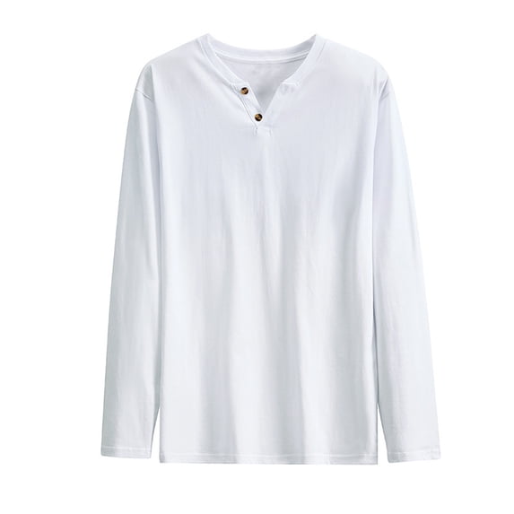 Kakii Man Fashion Casual Comfy Solid Loose Long Sleeve V-Neck Blouses Sweatshirts Pullover Blouse