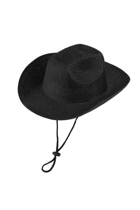 Man Women Unisex Solid-Color Vintage Western-Style Sun Hat Sunscreen British Breathable Adjustable Rope Hat