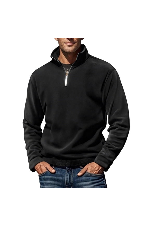 Men Quarter Zip Mock Neck Polar Fleece Pullover Lightweight Warm 1/4 Zipper Jacket Top