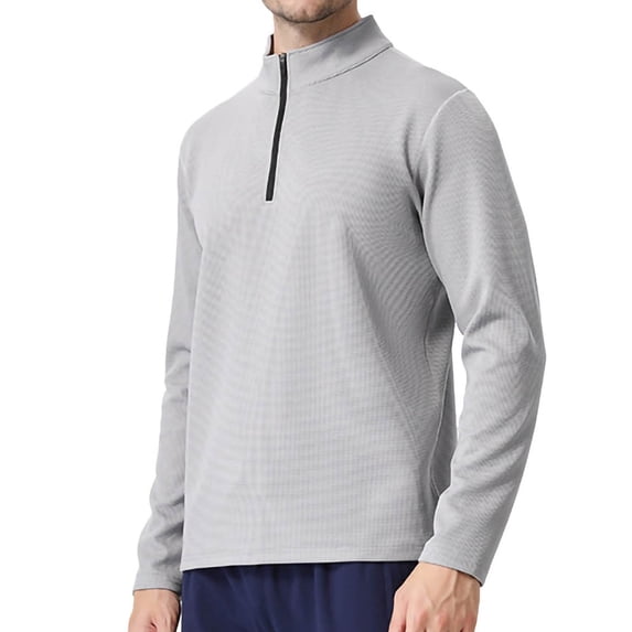 Kakii Men Quarter Zip Pullovers Lightweight Long Sleeve Golf Shirts Dry Fit 1/4 Zip Athletic Shirt for Workout Running