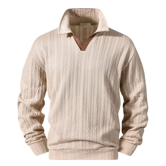 Kakii Men Sweaters V Neck Cable Knit Sweater Fall Casual Slim Fit Pullover