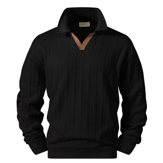 Kakii Men Sweaters V Neck Cable Knit Sweater Fall Casual Slim Fit Pullover