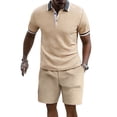 thumbnail image 1 of Kakii Men's 2 Piece Golf Outfit Set, Button-Down Short Sleeve Polo Shirt & Matching Shorts, Summer Casual Sweatsuit, 1 of 9