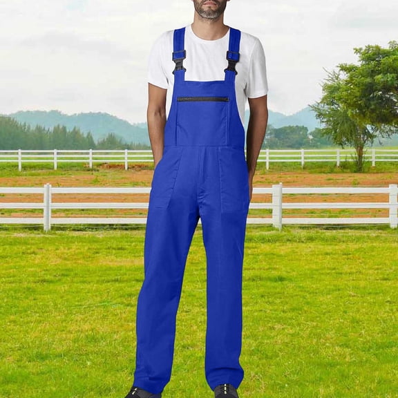 Kakii Men's Bib Overalls Workwear Fashion Lightweight Jumpsuit with Pockets