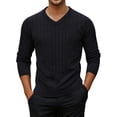 thumbnail image 1 of Kakii Men's Brown V-Neck Sweater, Oversized Long Sleeve Knit Pullover, Retro Casual Cable Texture Cardigan, 1 of 8