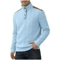 thumbnail image 1 of Kakii Men's Cable Knit Pullover Sweater Casual Long Sleeve Stand Collar Button Knitted Sweaters, 1 of 3