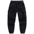 thumbnail image 1 of Kakii Men's Cargo Jogger Pants, Solid Color Elastic Waist Drawstring Utility Pants with Multiple Pockets, Tapered Leg Hiking & Casual Pants, 1 of 7