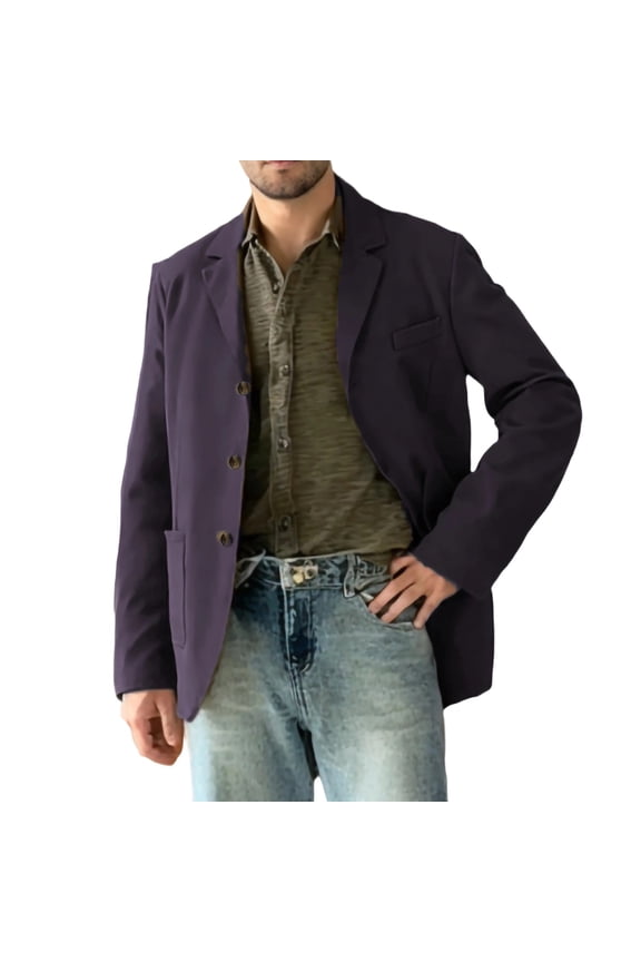 Men's Casual Blazer, Relaxed Fit Notch Lapel Single Breasted Jacket with Flap Pockets, Modern Versatile Sport Coat