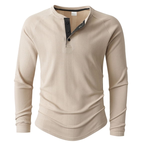 Kakii Men's Casual Fashion Solid Color Crew Neck Long Sleeve Undershirt Shirt