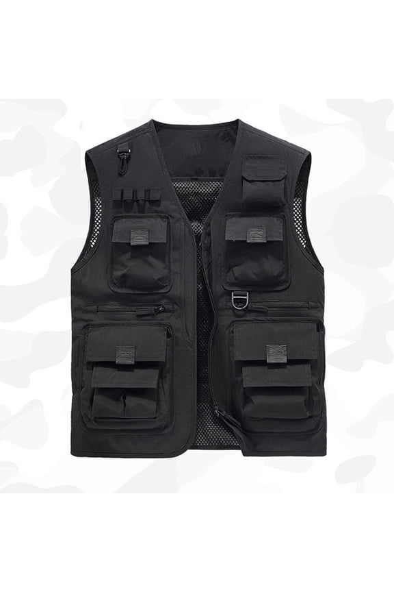 Men's Casual Lightweight Outdoor Fishing Work Safari Travel Photo Cargo Vest Jacket Multi Pockets