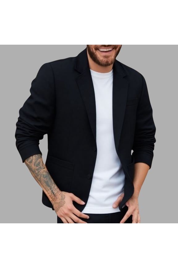 Men's Casual Linen Blazer Lightweight Regular Fit Sport Coat Two Button Suit Jacket