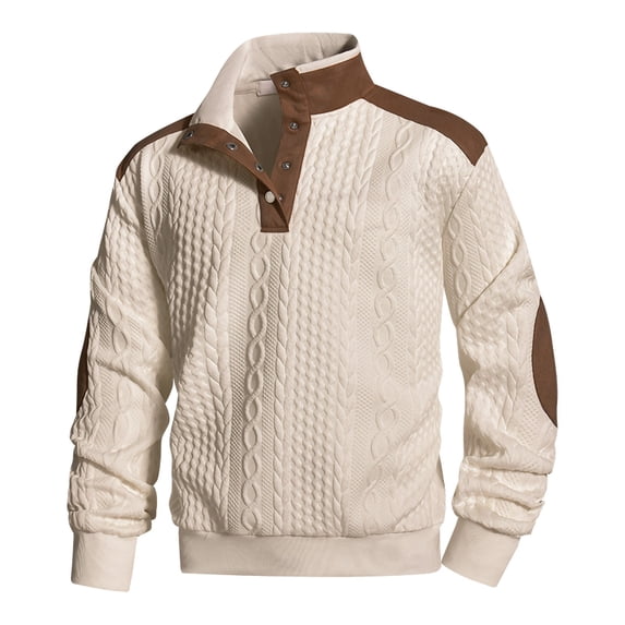 Kakii Men's Casual Sweatshirt Pullover Sweater Casual Long Sleeve Stand Collar Quarter Button Sweaters