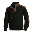 thumbnail image 1 of Kakii Men's Casual Sweatshirt Pullover Sweater Casual Long Sleeve Stand Collar Quarter Button Sweaters, 1 of 8