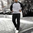 thumbnail image 1 of Kakii Men's Color Block Fleece Sweatsuit, Long Sleeve Crewneck Pullover & Joggers Matching Set, Two-Tone Loungewear Outfit, 1 of 9