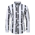 thumbnail image 1 of Kakii Men's Color Block Striped Long-Sleeve Button-Down Shirts, Spring Summer Comfort Vacation Casual Beach Shirt, 1 of 4