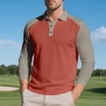 thumbnail image 1 of Kakii Men’s Colorblock Long Sleeve Polo Shirt - Half-Button Placket with Contrast Collar, 1 of 9
