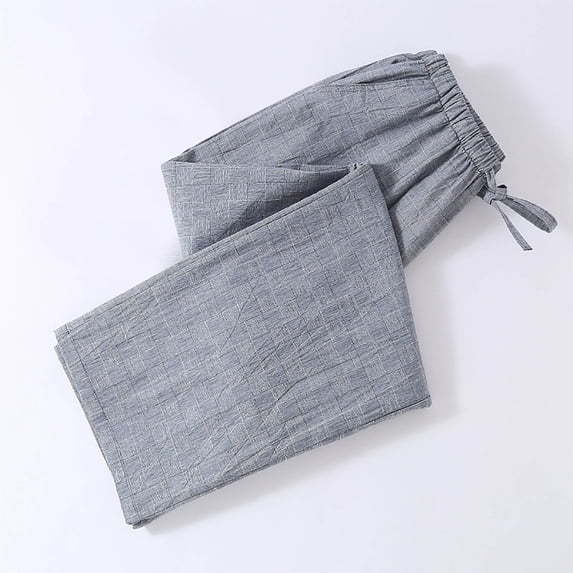 Kakii Men's Cotton Pajama Pant Plaid Printed Pj Bottoms Summer Sleepwear Elastic Waist Drawstring Pocket