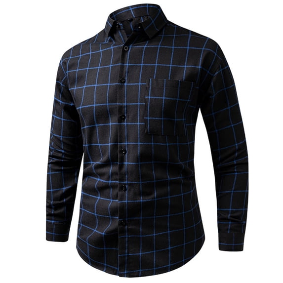 Kakii Men's Dress Shirt Button Down Plaid Regular Fit Casual Long Sleeve
