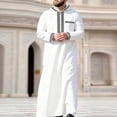 thumbnail image 1 of Kakii Men's Embroidered Robe with Zipper,Long Sleeve Hooded Thobe with Full Silver/Grey Embroidery, Traditional Cultural Kaftan, 1 of 7