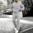 thumbnail image 1 of Kakii Men's Fleece-Lined Sweatsuit Set, Long Sleeve Crewneck Pullover & Drawstring Joggers Matching Outfit, Cozy Two-Piece Loungewear, 1 of 9