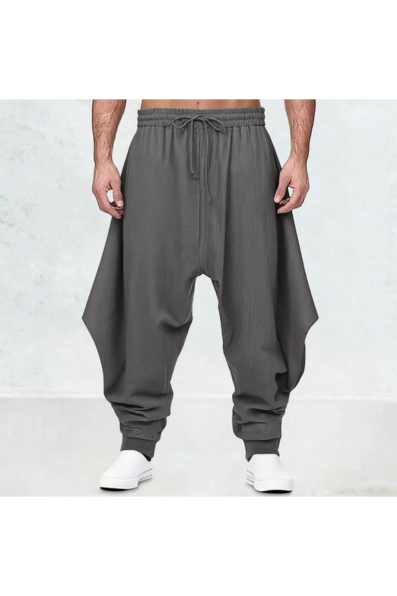 Men's Harem Pants Loose Stretchy Waist Casual Hippie Trousers