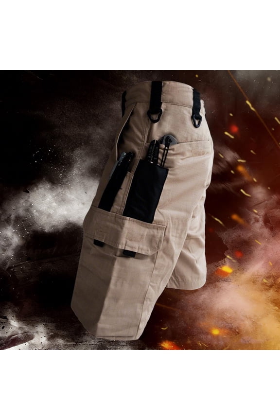 Men's Hiking Shorts Waterproof Tactical Cargo Short Pants Quick Dry Work Shorts with Multi Pockets(No Belt)