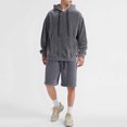 thumbnail image 1 of Kakii Men's Hoodie and Shorts Set, Matching Long Sleeve Pullover Hoodie & Elastic Waist Shorts, Casual Two-Piece Loungewear, 1 of 9