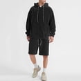 thumbnail image 1 of Kakii Men's Hoodie and Shorts Set, Matching Long Sleeve Pullover Hoodie & Elastic Waist Shorts, Casual Two-Piece Loungewear, 1 of 9