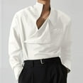 thumbnail image 1 of Kakii Men's Irregular Collar Neck Shirts Long Sleeve Button Down Asymmetrical Shirts, 1 of 5
