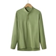 thumbnail image 1 of Kakii Men's Linen-Look Stand Collar Shirt, Textured Long Sleeve Button Down with Three-Button Placket, Business Casual Top (Multiple Colors), 1 of 9