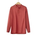 thumbnail image 1 of Kakii Men's Linen-Look Stand Collar Shirt, Textured Long Sleeve Button Down with Three-Button Placket, Business Casual Top (Multiple Colors), 1 of 8