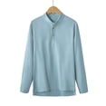 thumbnail image 1 of Kakii Men's Linen-Look Stand Collar Shirt, Textured Long Sleeve Button Down with Three-Button Placket, Business Casual Top (Multiple Colors), 1 of 3