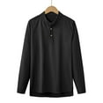 thumbnail image 1 of Kakii Men's Linen-Look Stand Collar Shirt, Textured Long Sleeve Button Down with Three-Button Placket, Business Casual Top (Multiple Colors), 1 of 3