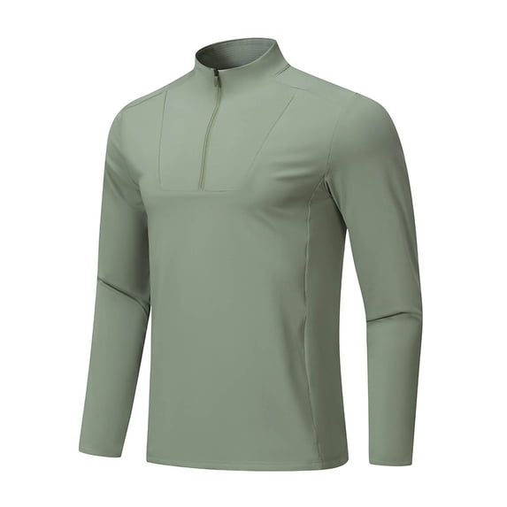 Kakii Men's Long Sleeve 1/4 Zip Shirts Sun Protection Pullover UPF 50+ Rash Guard Running Lightweight T Shirt