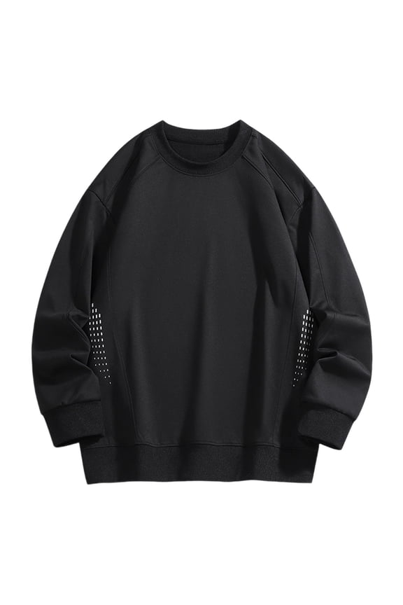 Men's Oversized Crewneck Sweatshirt with Vented Sleeves, Heavyweight Plain Pullover