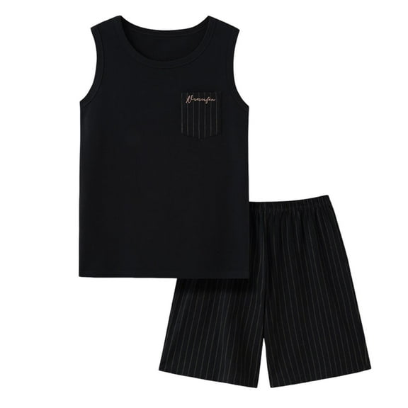 Kakii Men's Pajamas Set Workout Tank Top Pjs Sets with Shorts 2 Piece Soft Sleeveless Casual Sleep Shirts Loungewear