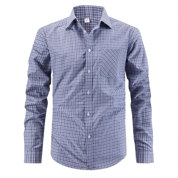 Kakii Men's Plaid Button Down Shirt Cotton Long Sleeves Dress Shirt Wrinkle Free Casual Gingham Shirt
