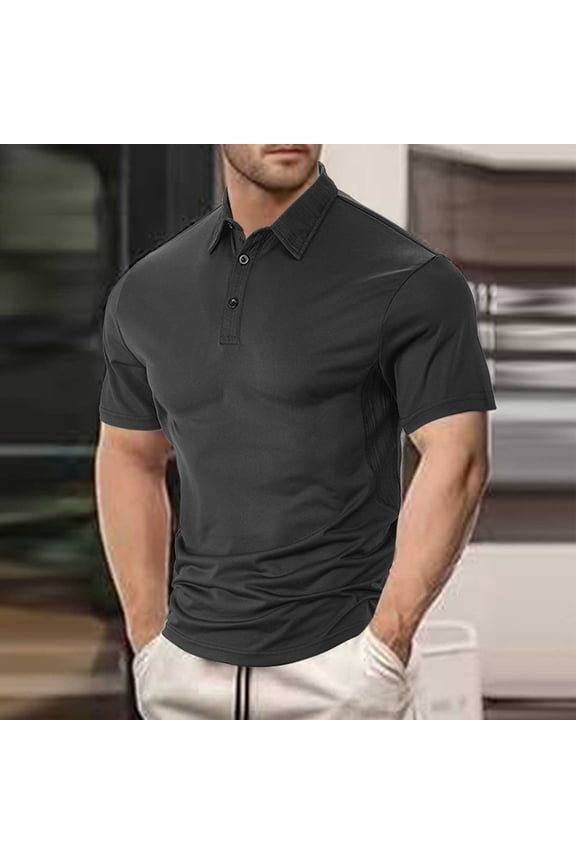 Men's Polo Shirts, Tactical Short Sleeve Golf Performance Shirts, Lightweight Dry Fit UPF 50+ Pique