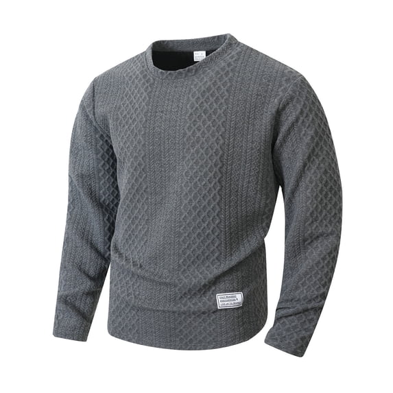 Kakii Men's Pullover Sweater Fisherman Cable Knit Crewneck Sweater Winter Casual Knitted Sweaters with Ribbing Edge