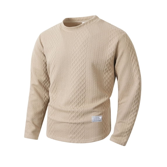 Kakii Men's Pullover Sweater Fisherman Cable Knit Crewneck Sweater Winter Casual Knitted Sweaters with Ribbing Edge