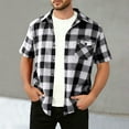 thumbnail image 1 of Kakii Men's Regular Fit Plaid Short Sleeve Button Down Casual Checkered Shirt, 1 of 8
