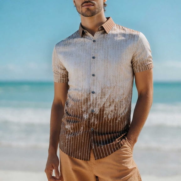 Kakii Men's Short Sleeve Button Down Casual Hawaiian Shirts Summer Beach Holiday Printed Regular Fit Top Tropical Shirts