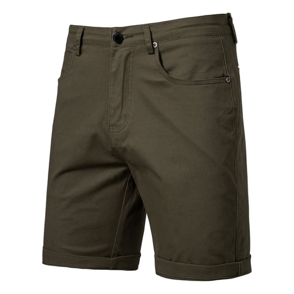 Kakii Men's Stretch Chino Short Slim Fit 10" Inseam Flat Front Shorts Summer Cotton Casual Shorts with Pocket