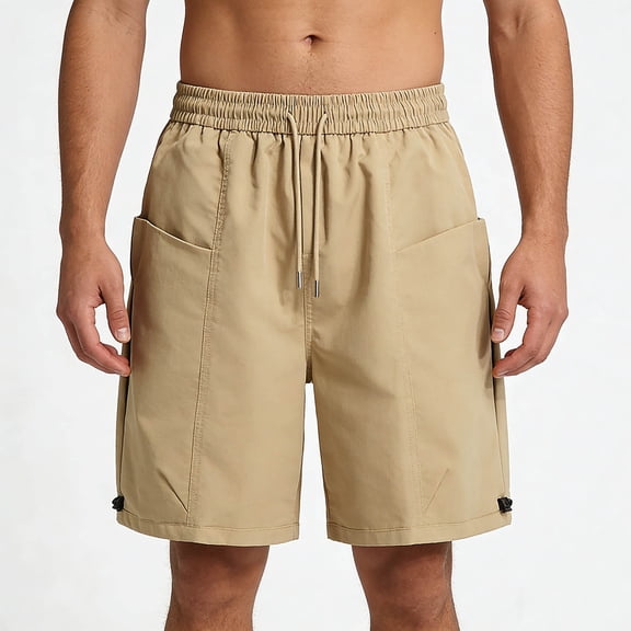 Kakii Men's Stretch Shorts Casual Classic Fit Drawstring Summer Beach Shorts with Pockets