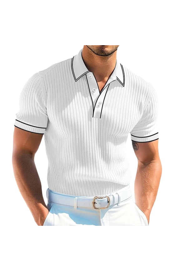 Men’s Sweater Polo – Modern Prep Short Sleeve Cotton Knit with Tipped Collar, Casual Workwear
